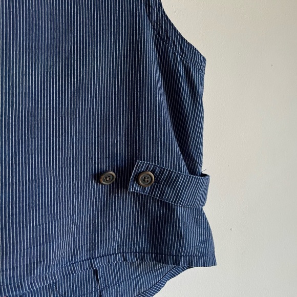 NEW J. Crew Patch Pocket Vest in Indigo Stripe Size 2 Railroad Navy Ivory $118 - Picture 9 of 13